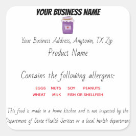更新テキサス州コテージ法食品ラベルのシール スクエアシール