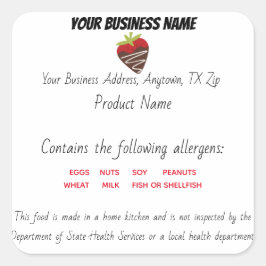 更新テキサス州コテージ法食品ラベルのシール スクエアシール