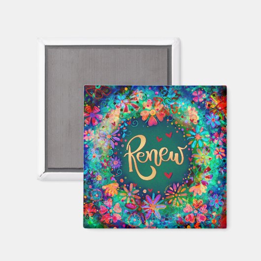 更新フローラかわいらし感動的カラフルトレンディー マグネット (正面/裏面)