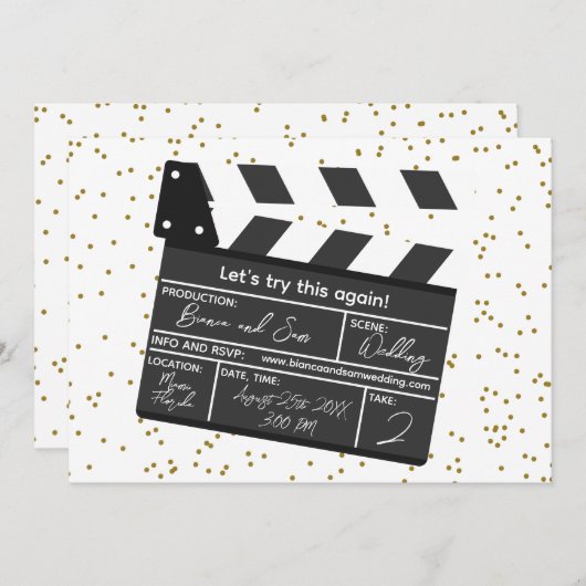 更新プログラムのinvitatiおもしろいに結婚ついて再試行する 招待状 (正面/裏面)