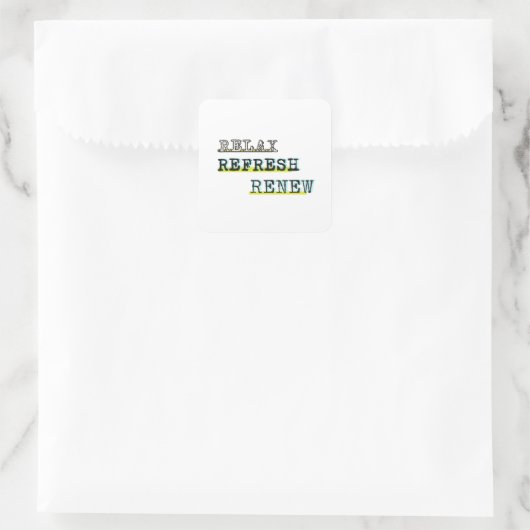 更新リラックス引用文シンクデカールバスルーム。 スクエアシール (バッグ)