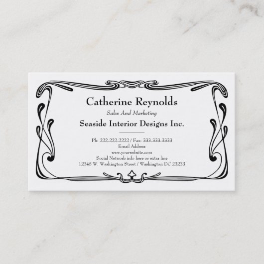 更新済レトロのアールデコのボーダーシンプルな華麗さ 名刺 (正面)