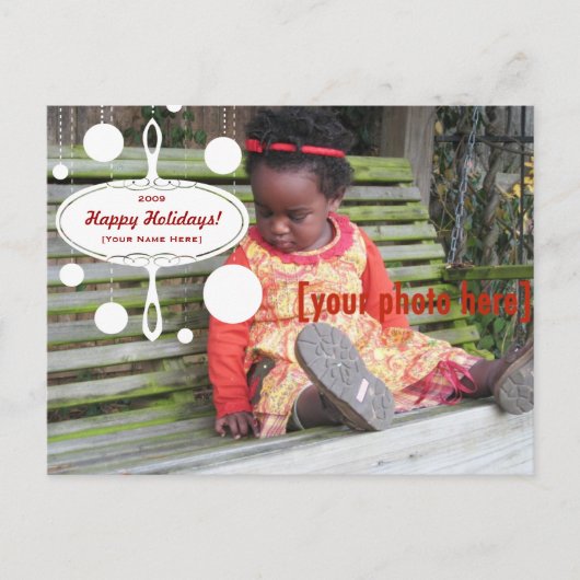 更新済レトロの休日のオーナメント- シーズンポストカード (正面)