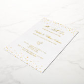 更新白書金ゴールドハート結婚の 箔招待状 (回転した状態)