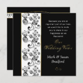 更新結婚の誓い招待状 – 白黒 招待状 (正面/裏面)