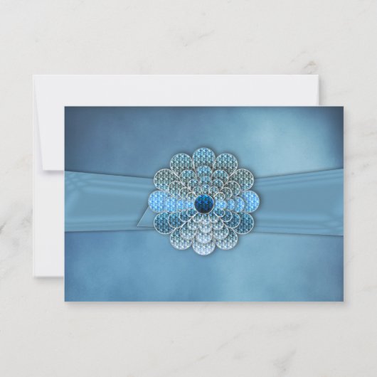 更新結婚の誓い – 青エレガント- RSVPカード (裏面)