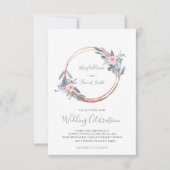 更新 | ほこりっぽい青とバラピンクの円の枠 招待状 (正面)