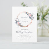 更新 | ほこりっぽい青とバラピンクの円の枠 招待状 (スタンド正面)