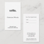 書いて下さい: 作家、フリーランス・ライター、作家 予約カード (正面/裏面)
