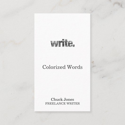書いて下さい: 作家、フリーランス・ライター、作家 予約カード (正面)