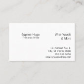 書いて下さい: 作家、フリーランス・ライター、作家 名刺 (裏面)