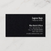 書いて下さい: 作家、フリーランス・ライター、黒の作家 名刺 (裏面)