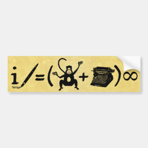 書おもしろいき手モンキータイプライター式 バンパーステッカー