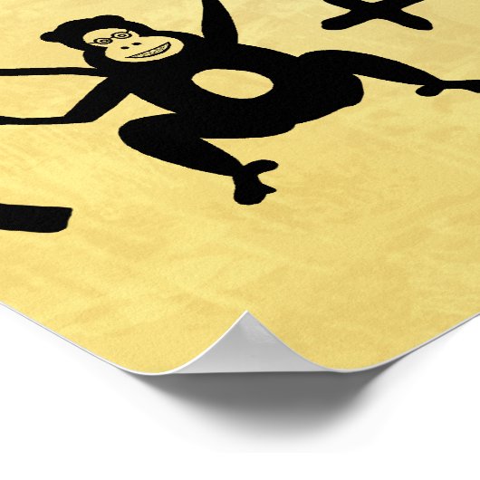 書おもしろいき手モンキータイプライター式 ポスター (角)