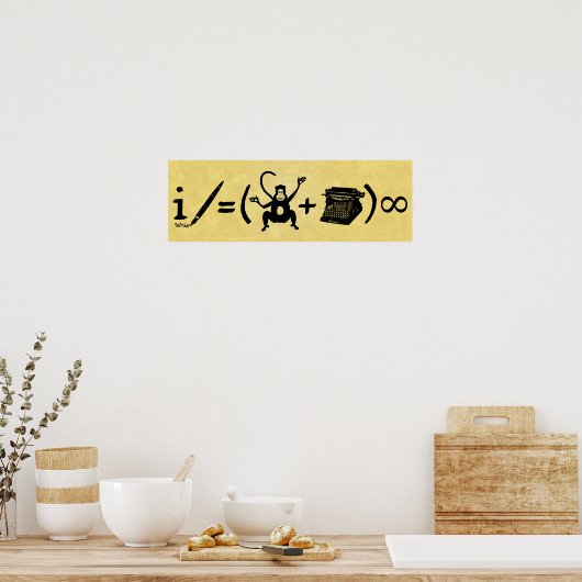 書おもしろいき手モンキータイプライター式 ポスター (キッチン)