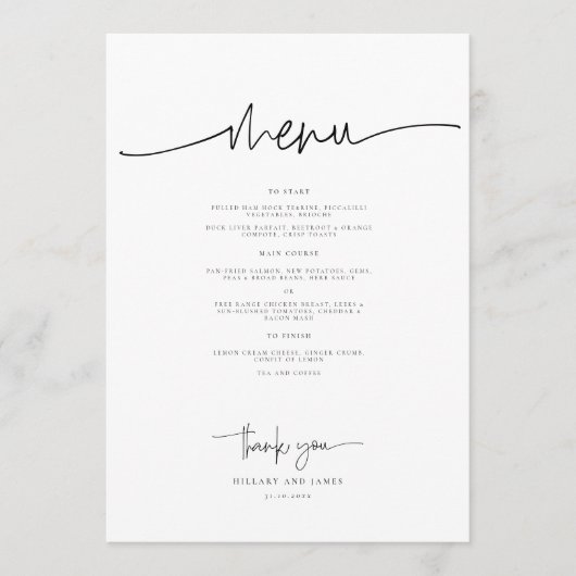 書お洒落結婚のモダン夕食会 メニュー (正面)