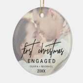 書お洒落跡の色あせた写婚約した真 セラミックオーナメント (左)