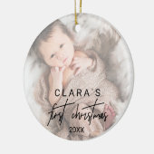 書お洒落跡の色あせた写真初めてのクリスマス セラミックオーナメント (左)