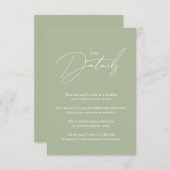 書お洒落跡セージ緑のQR結婚の エンクロージャーカード (正面/裏面)
