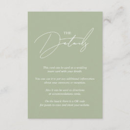 書お洒落跡セージ緑のQR結婚の エンクロージャーカード