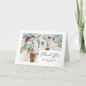 書お洒落跡ブラック写真コレージ結婚ズ サンキューカード (正面)