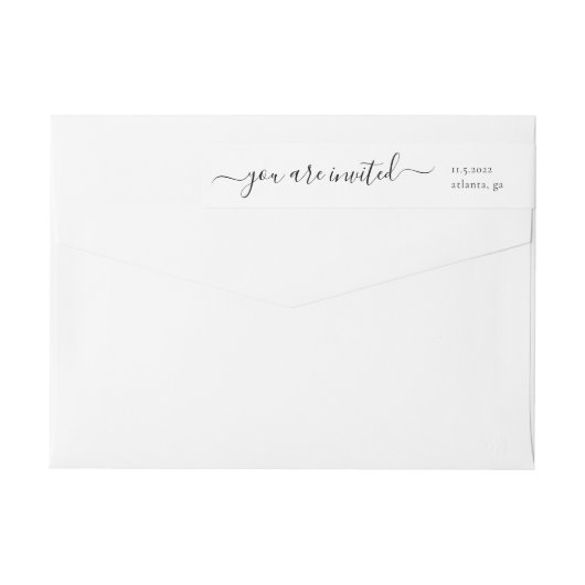 書お洒落跡結婚式招待状 ラップアラウンドラベル (裏面)