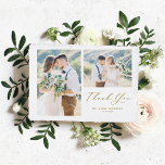 書お洒落跡金ゴールド写真結婚コラージュ サンキューカード<br><div class="desc">このカスタマイズ可能な写真コラージュサンキューカードで特別な日の一部であることをお客様に感謝の気持ちを伝える。スクリプトとお洒落クラシックタイポグラフィ。あなたパーソナライズされた自身の詳細を追加し、あなたの写真をお気に入りの特集結婚することによって。</div>