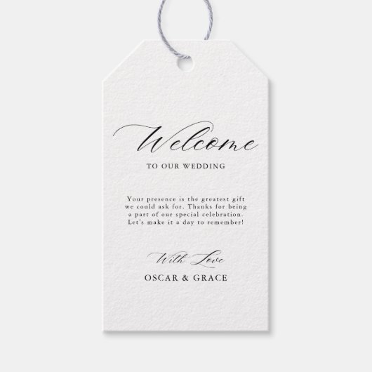 書お洒落道ミニマル白黒結婚ズ ギフトタグ (正面)