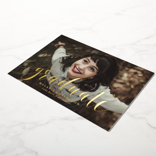 書お洒落道写真卒業パーティー 箔招待状 (回転した状態)