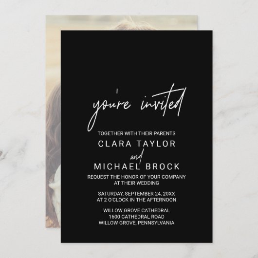 書お洒落道写真招待されました結婚の 招待状 (正面/裏面)