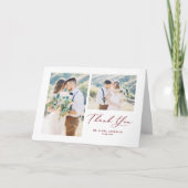 書お洒落道赤い写真のコラージュ結婚ズ サンキューカード (正面)