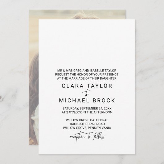 書お洒落道 |フォトバックフォーマル結婚ズ 招待状 (正面/裏面)