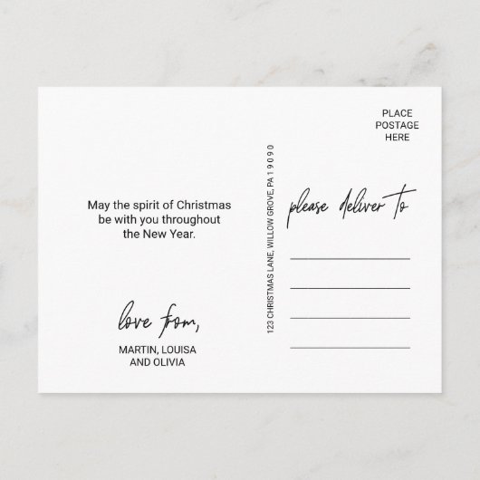 書お洒落道 |暗い写真クリスマス シーズンポストカード (裏面)