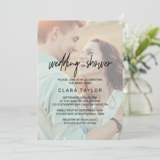 書お洒落道 |色あせたフォトウェディングシャワー 招待状 (スタンド正面)