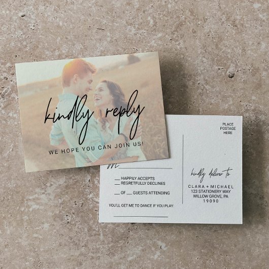 書お洒落道 |色あせたフォトソングRSVP インビテーションポストカード