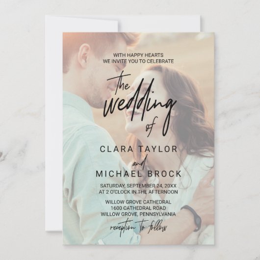 書お洒落道 |色あせた写真結婚の内容 招待状 (正面)