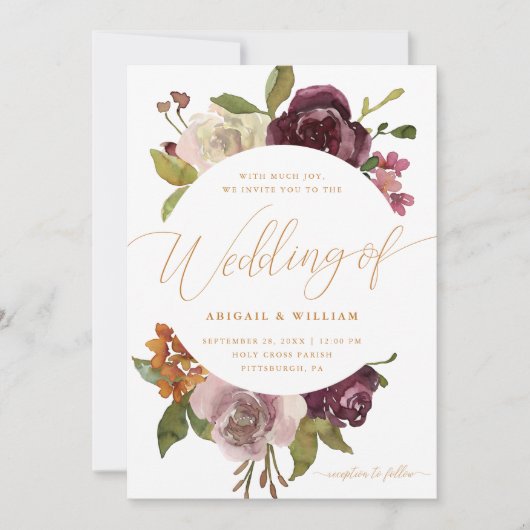 書かわいらし道グリーン付き結婚フローラ 招待状 (正面)