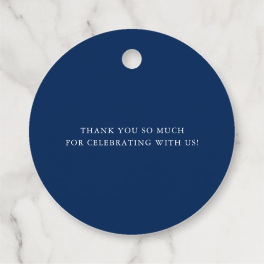 書かわいらし道スクリプト青結婚の感謝 フェイバータグ (裏面)