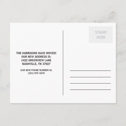 書かわいらし道 | 住所の変更 案内ポストカード (裏面)