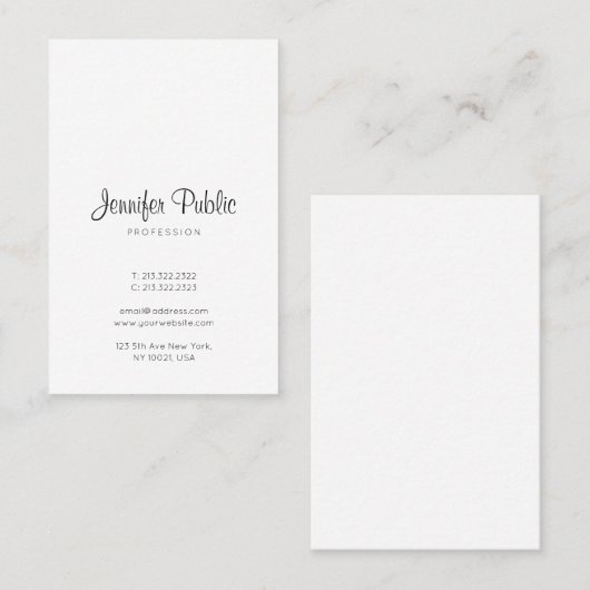 書きモダン込みエレガント済みスクリプトのクリーン・プレーン 名刺 (正面/裏面)