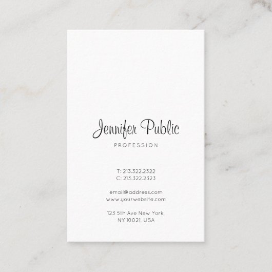 書きモダン込みエレガント済みスクリプトのクリーン・プレーン 名刺 (正面)