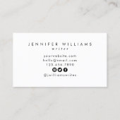 書きモダン込みミニマル作家クイル羽根ペン 名刺 (裏面)