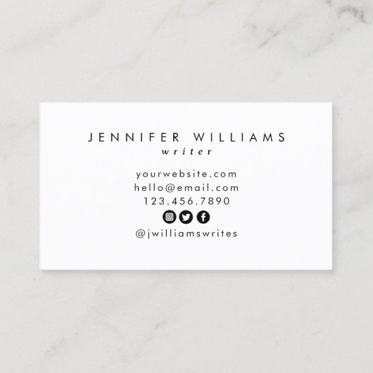 書きモダン込みミニマル作家クイル羽根ペン 名刺 (裏面)