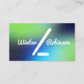 書きモダン込み型ホログラフィックブルーグリーンターコイズ 名刺 (正面)