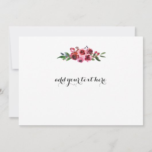 書き感謝していピアノ赤いバラの花束 サンキューカード (裏面)