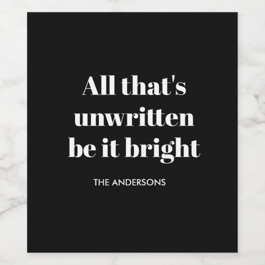 「書き残されていないのは真っ黒で真っ白 ワインラベル (シングルラベル)