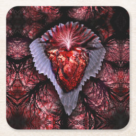 書き込みハート スクエアペーパーコースター