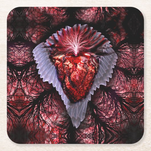 書き込みハート スクエアペーパーコースター (正面)