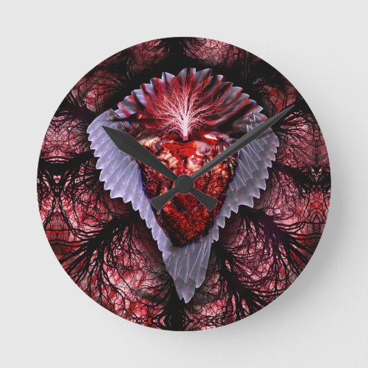 書き込みハート ラウンド壁時計 (正面)