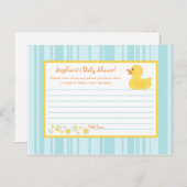 書き込み可能なアドバイスカードゴムダッキー(アヒルちゃん)バブル アドバイスカード (正面/裏面)